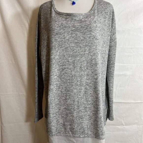 Anthropologie Silence + Noise Tunic pull over, gray, chiffon hem Sz S oversized - Picture 1 of 6
